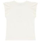 Girls Ivory Cotton & Blue Floral Print T-Shirt, 1, hi-res