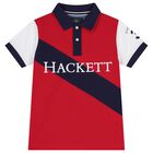 Boys Red & Navy Blue Logo Polo Shirt, 1, hi-res