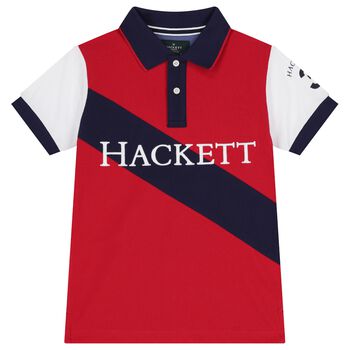 Boys Red & Navy Blue Logo Polo Shirt
