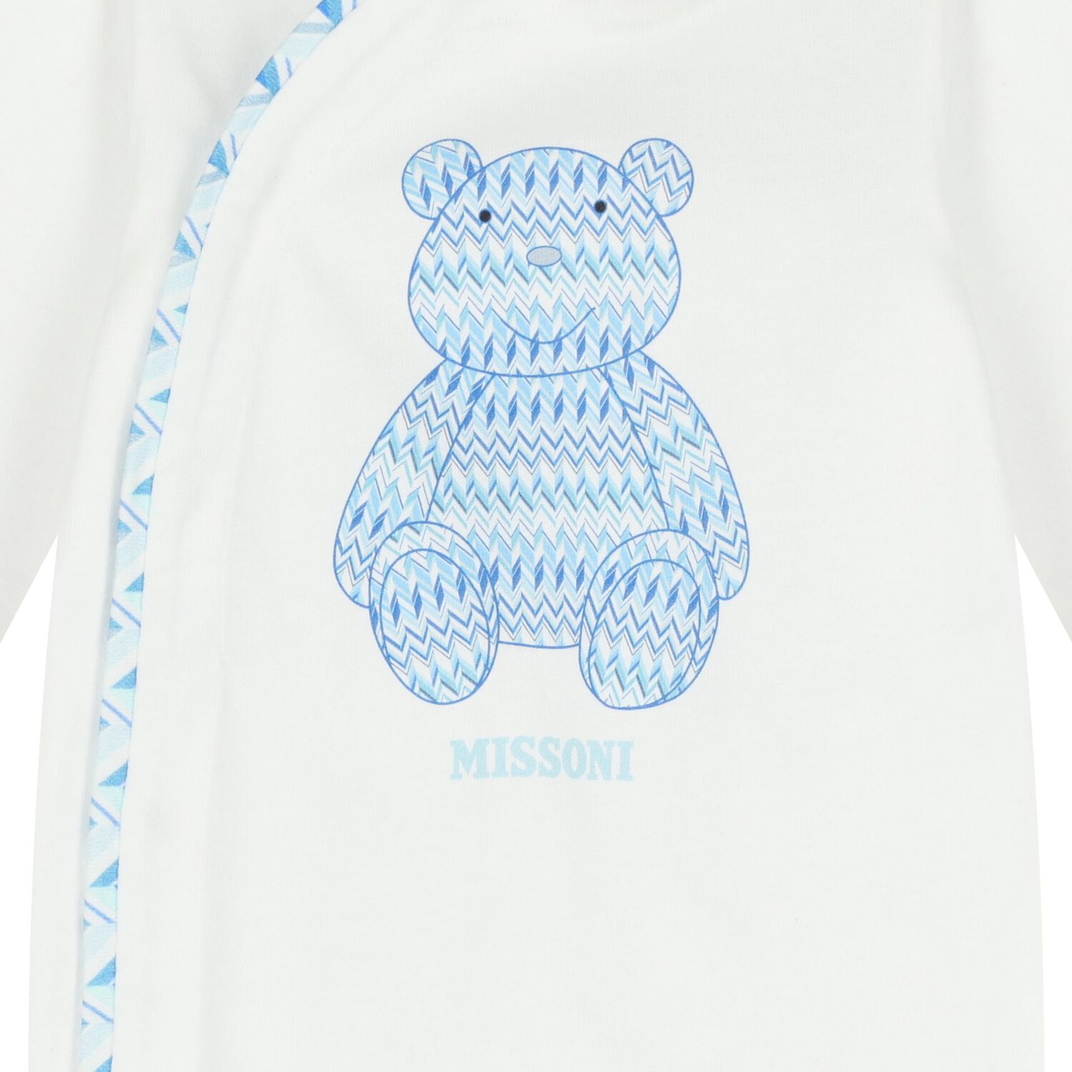 Baby Boys White & Blue Teddy Bear Zig Zag Babygrow Gift Set, 1, hi-res