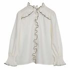 Girls Ivory Satin Poplin Blouse, 1, hi-res