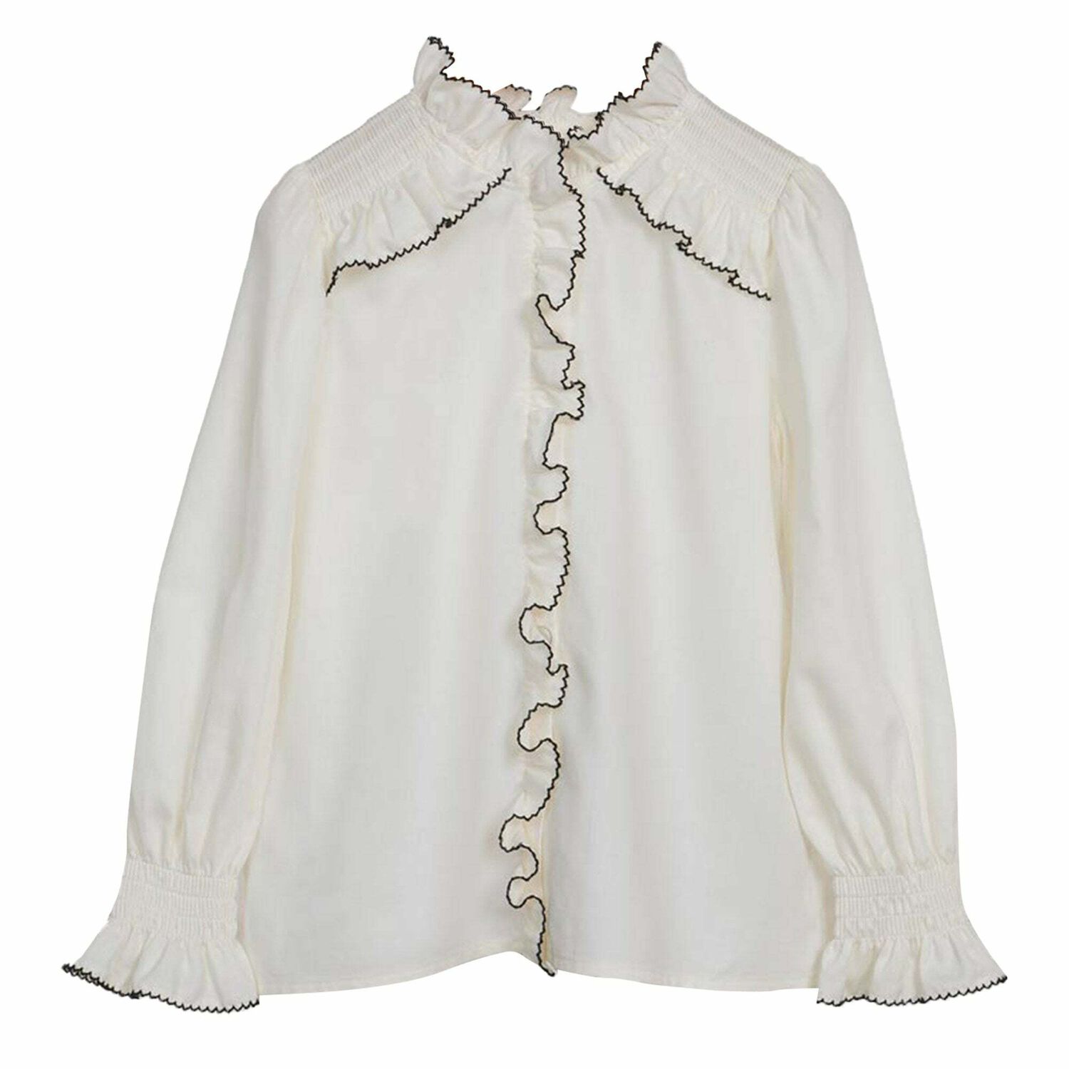 Girls Ivory Satin Poplin Blouse, 1, hi-res
