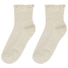 Girls White & Beige Bow & Pearl Socks ( 2-Pack ) , 2, hi-res