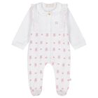 Baby Girls White & Pink Logo Babygrow, 1, hi-res