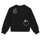 Girls Black Embellished Logo Sweatshirt, 1, hi-res