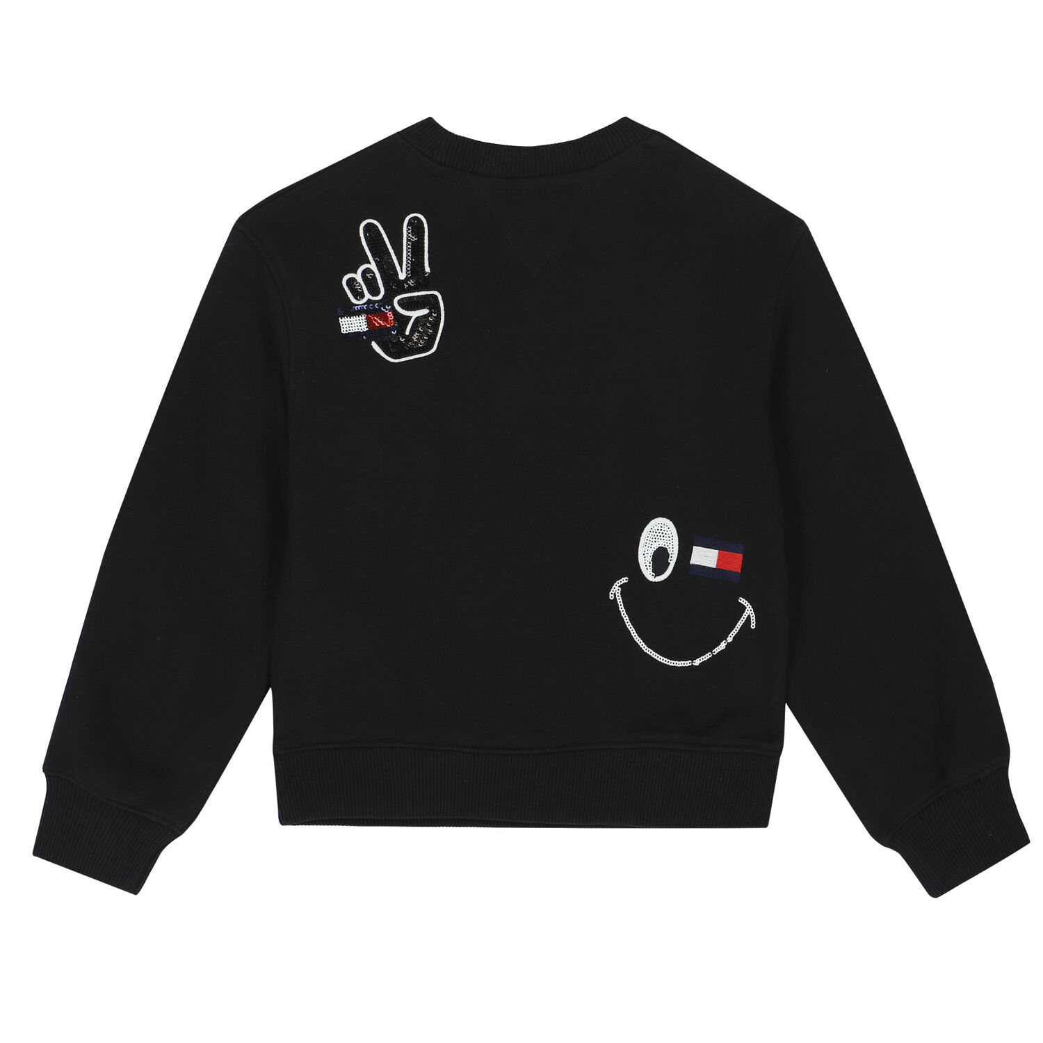 Girls Black Embellished Logo Sweatshirt, 1, hi-res