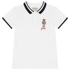 Boys White Teddy Bear Polo Shirt, 1, hi-res