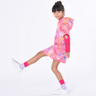 Girls Pink Logo Hooded Dress, 1, hi-res