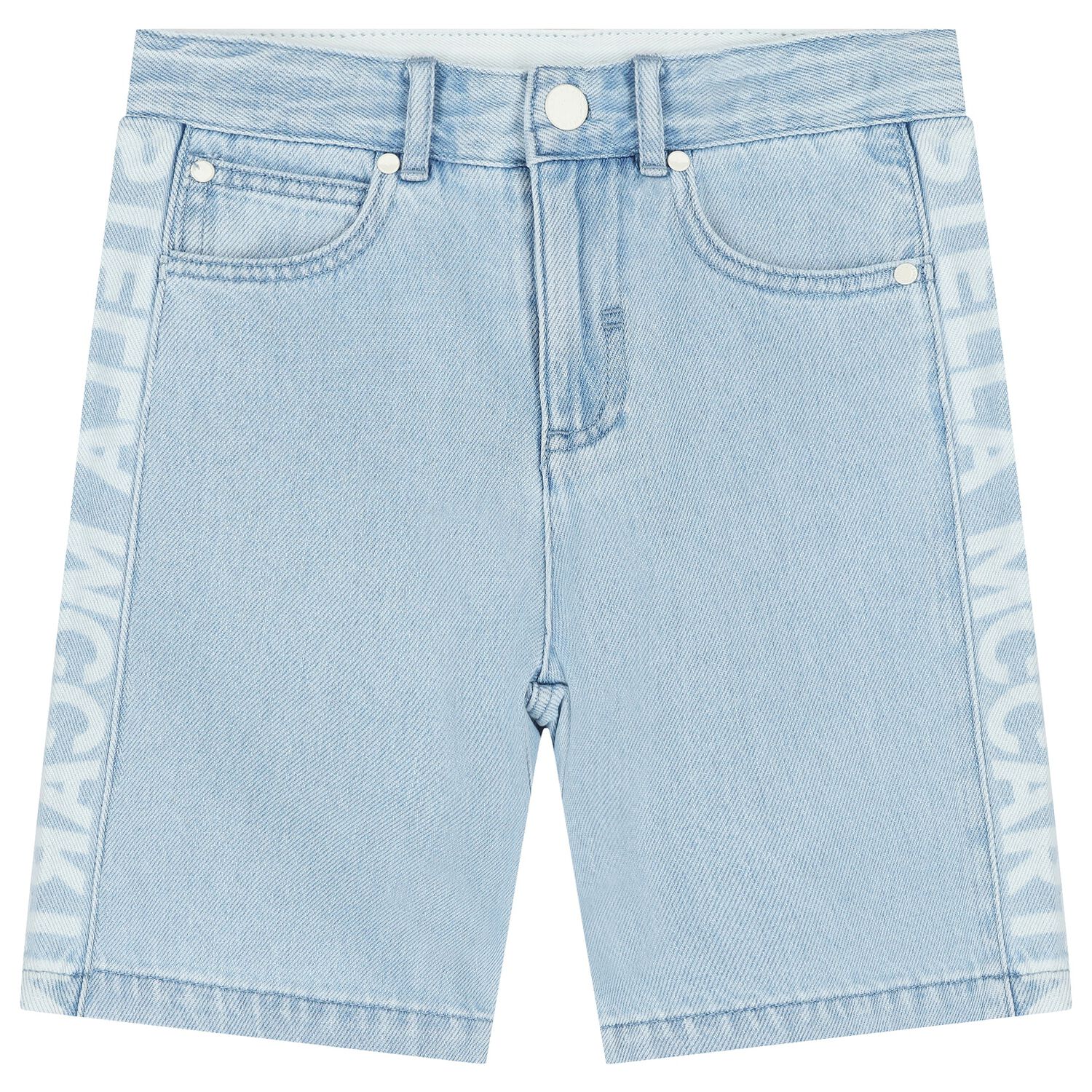 Boys Blue Logo Denim Shorts, 1, hi-res