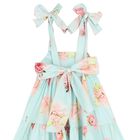Girls Blue Floral Bow Dress, 1, hi-res