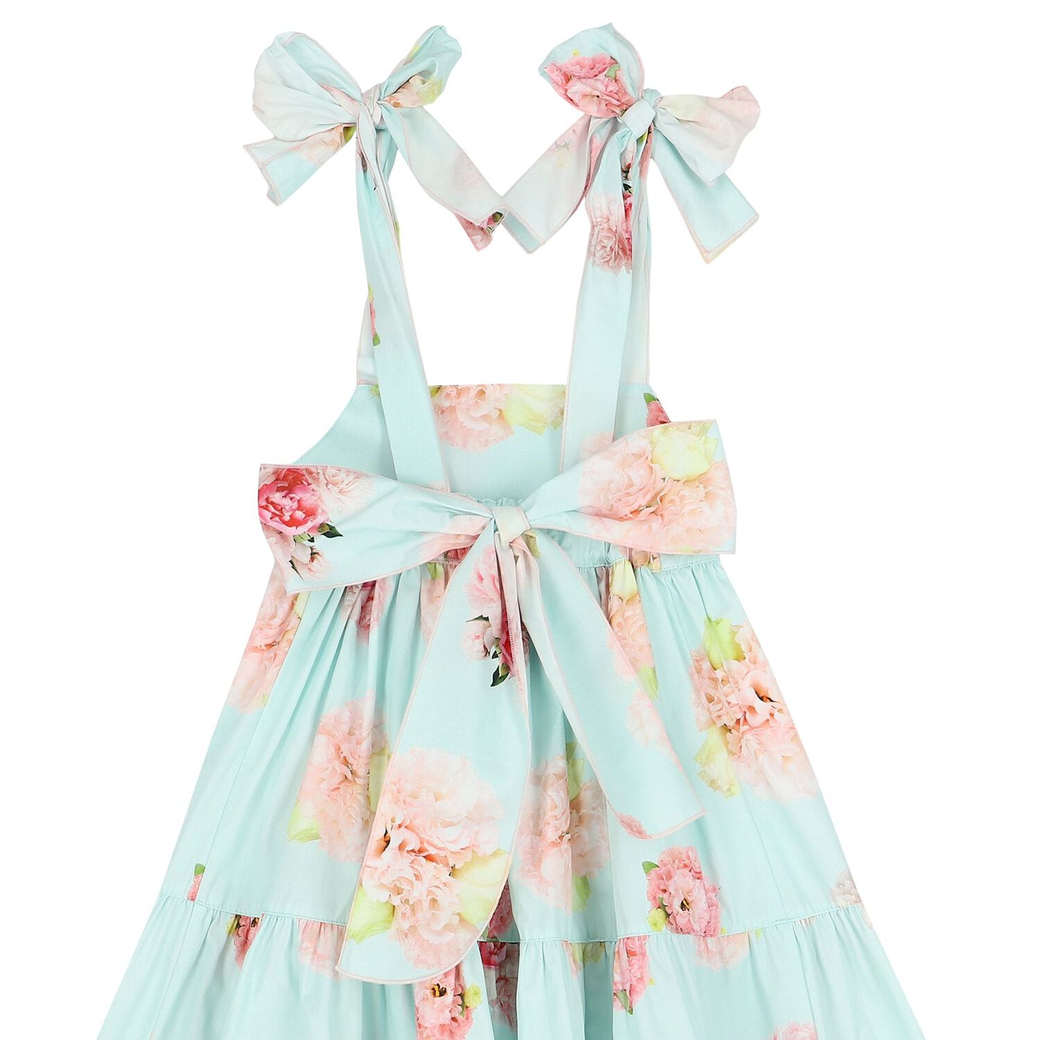Girls Blue Floral Bow Dress, 1, hi-res image number null