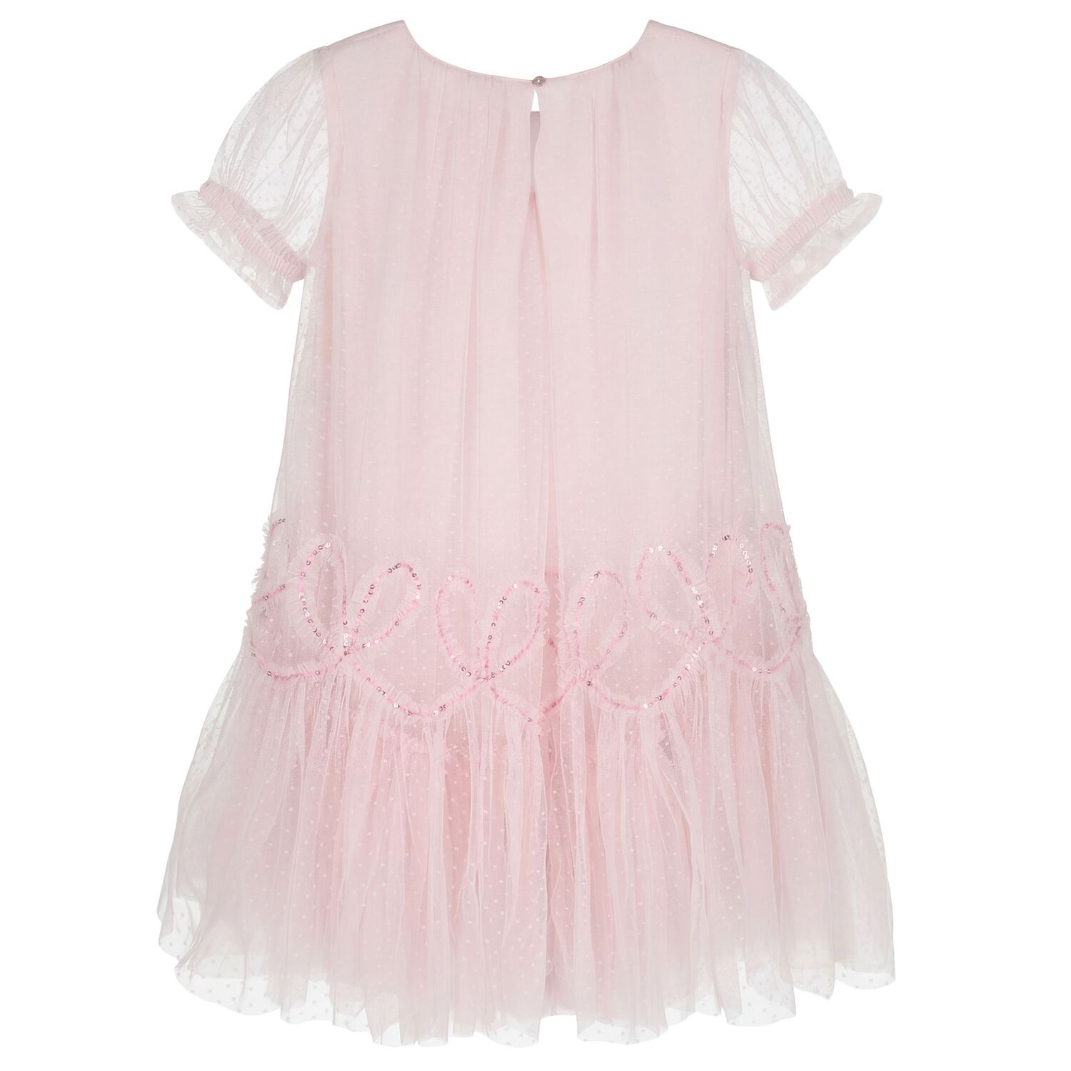Girls Pink Embellished Tulle Dress, 1, hi-res