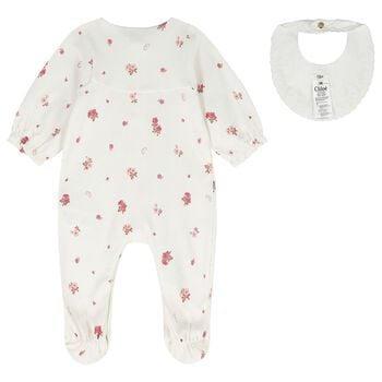 Baby Girls Ivory Floral Babygrow Gift Set