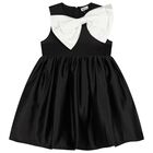 Girls Black & White Bow Dress, 2, hi-res