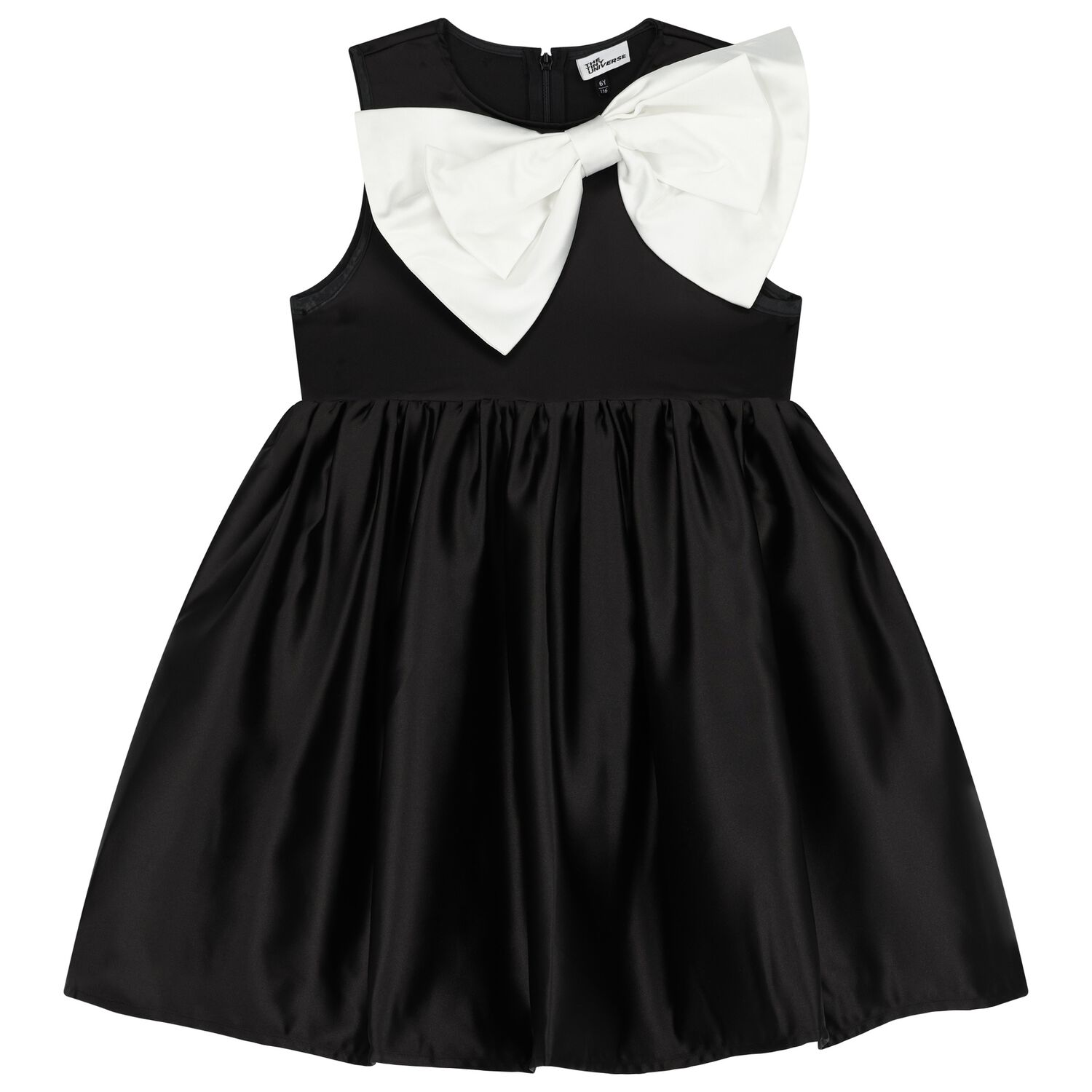 Girls Black & White Bow Dress, 2, hi-res image number null