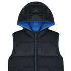 Boys Navy Blue & Blue Reversible Padded Gilet, 1, hi-res