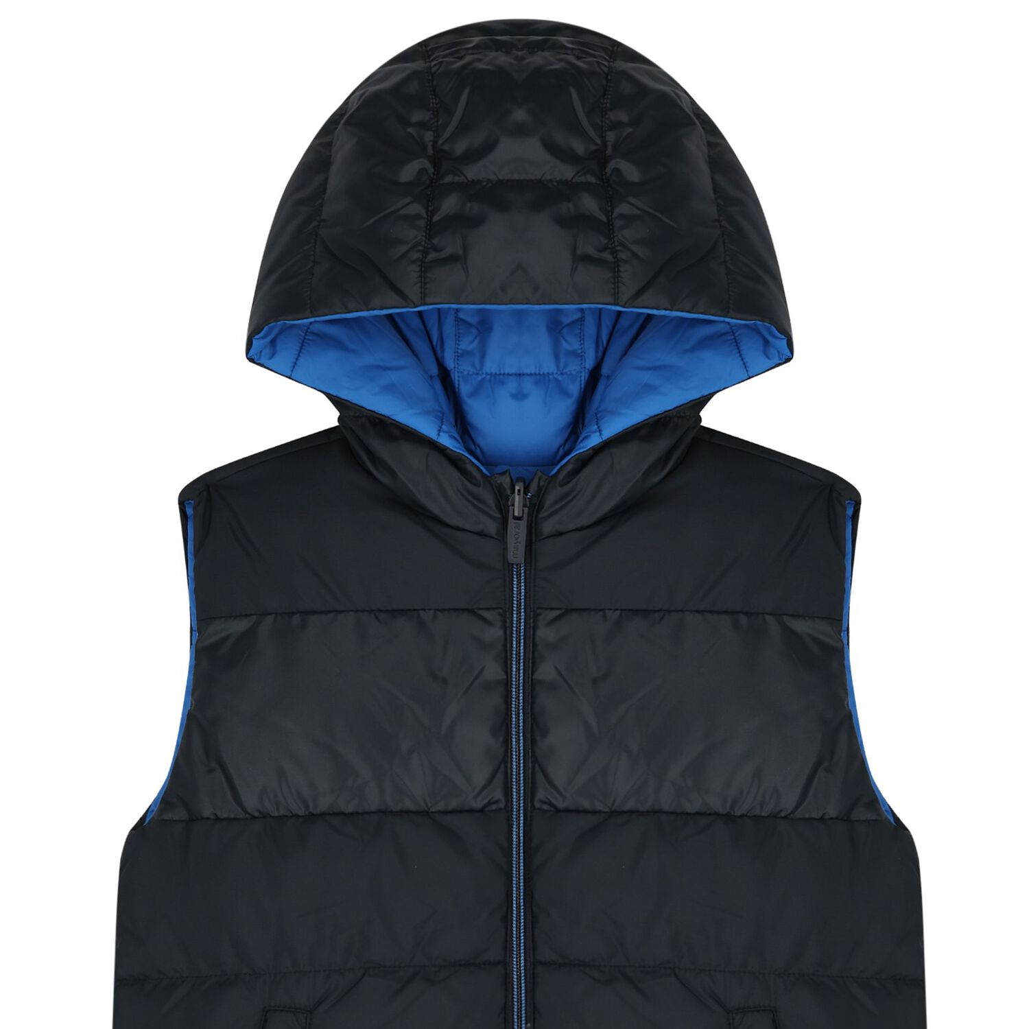 Boys Navy Blue & Blue Reversible Padded Gilet, 1, hi-res