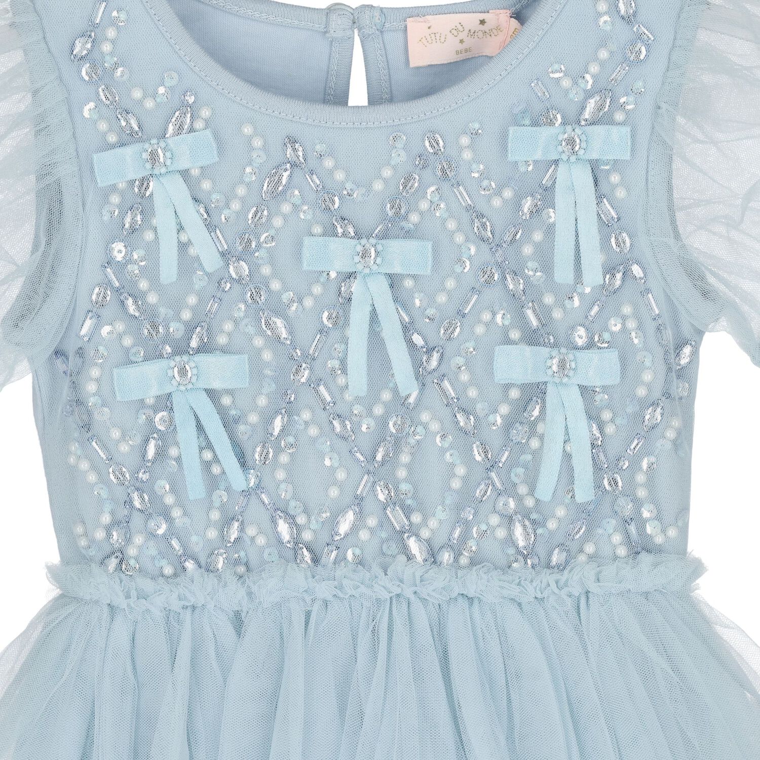 Baby Girls Blue Embellished Crystal Tulle Dress Set, 1, hi-res
