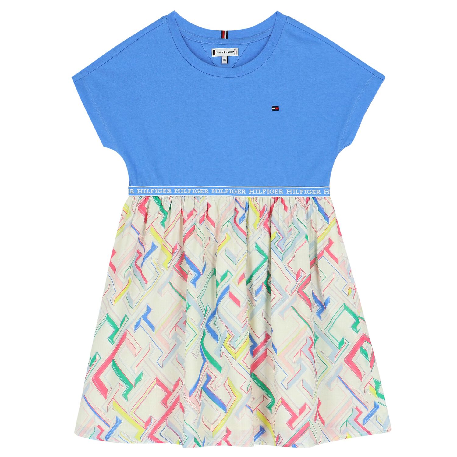 Girls Blue & Ivory Logo Dress, 1, hi-res image number null