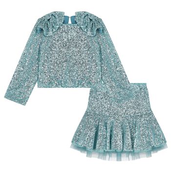 Abel & Lula Girls Aqua Embellished Sequin Skirt Set , 1 Girls Aqua Embellished Sequin Skirt Set