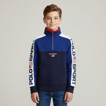 Boys Blue Logo Zip Up Top