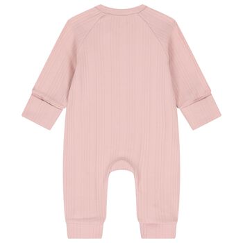 Baby Girls Pink Balloon Motif Ribbed Romper