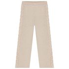 Girls Beige Knitted Trousers Set, 1, hi-res