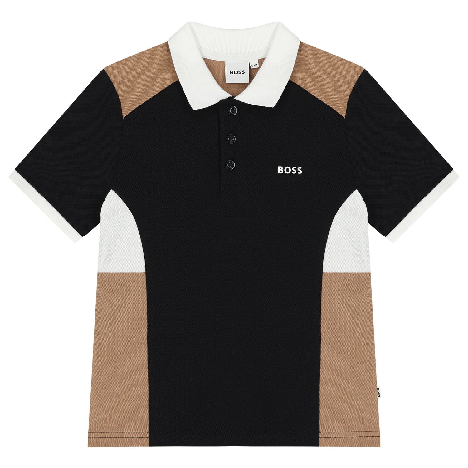 Boys Black Logo Polo Shirt, 1, hi-res image number null