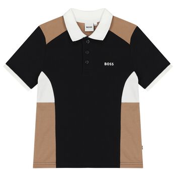 Boys Black Logo Polo Shirt
