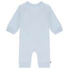 Baby Boys Blue Logo Romper , 1, hi-res