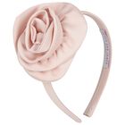 Girls Pink Satin Rose Headband, 1, hi-res