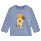 Younger Boys Blue Teddy Bear Long Sleeve Top, 1, hi-res
