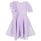 Girls Violet Ruffle Dress, 2, hi-res