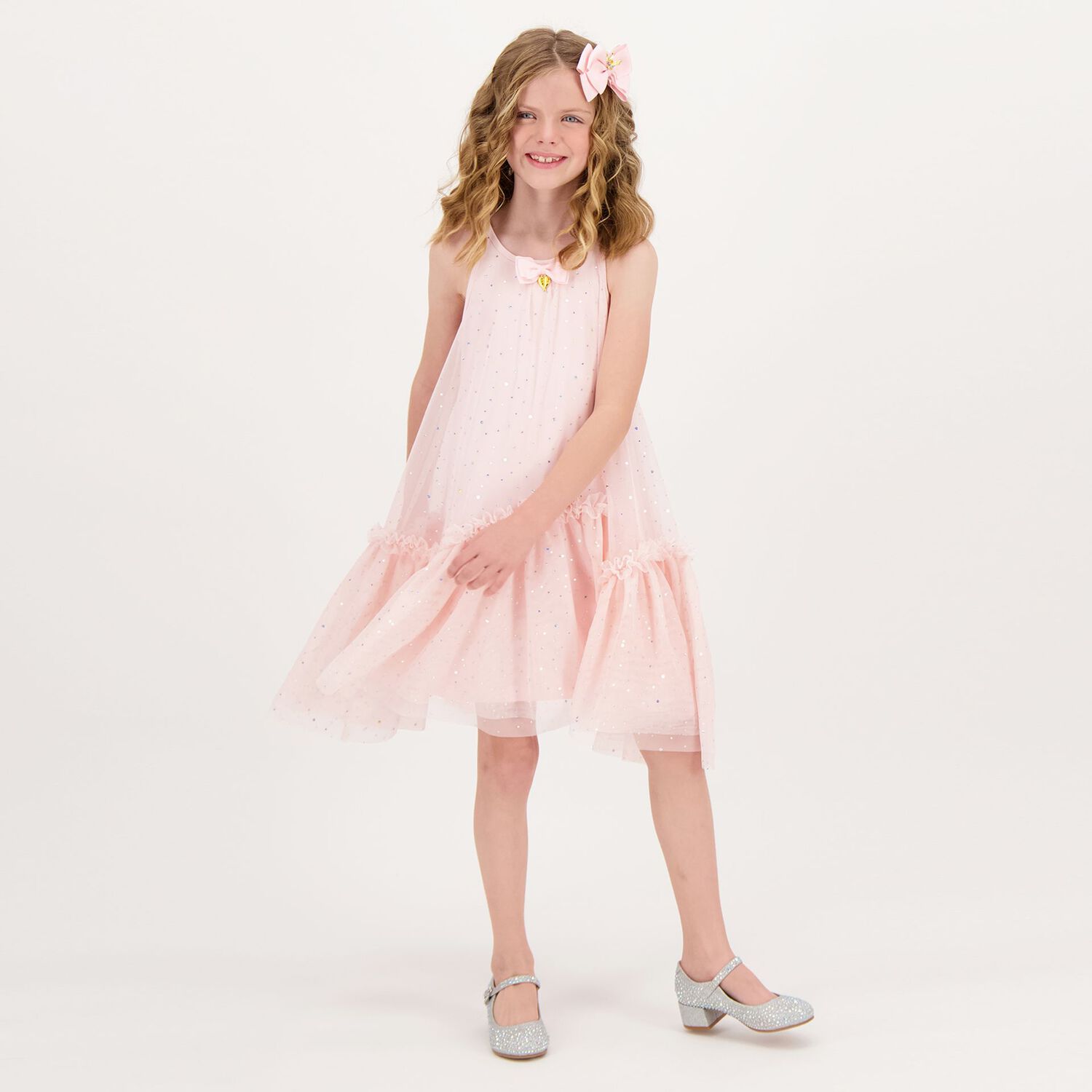 Girls Pink Polka Dots Dress, 2, hi-res image number null