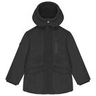 Boys Black Padded Puffer Jacket, 1, hi-res