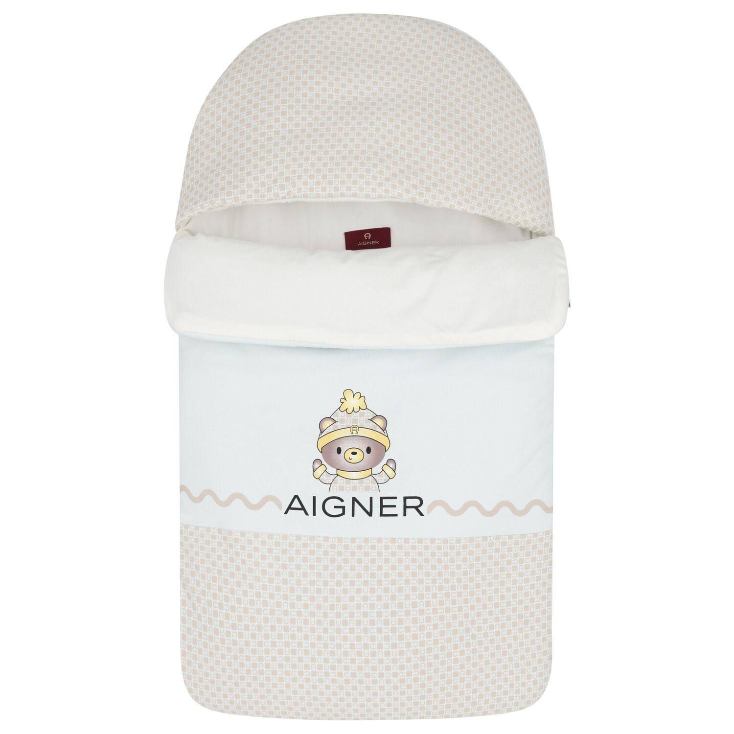 Baby Boys Blue & Beige Teddy Bear Logo Nest, 2, hi-res