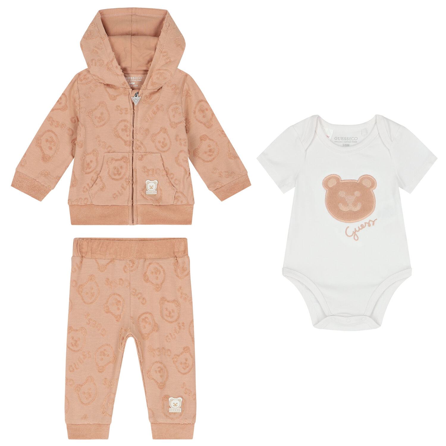 White & Beige Logo 3 Piece Tracksuit, 1, hi-res