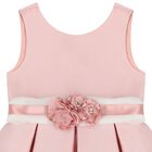 Girls Pink Floral Satin Dress, 1, hi-res
