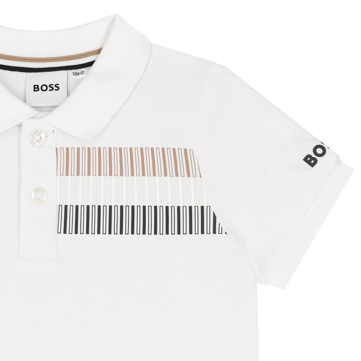 Younger Boys White Logo Polo Shirt, 1, hi-res