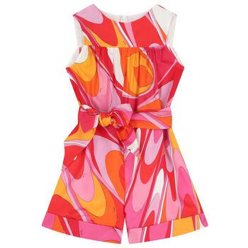 Girls Pink Onde Logo Playsuit