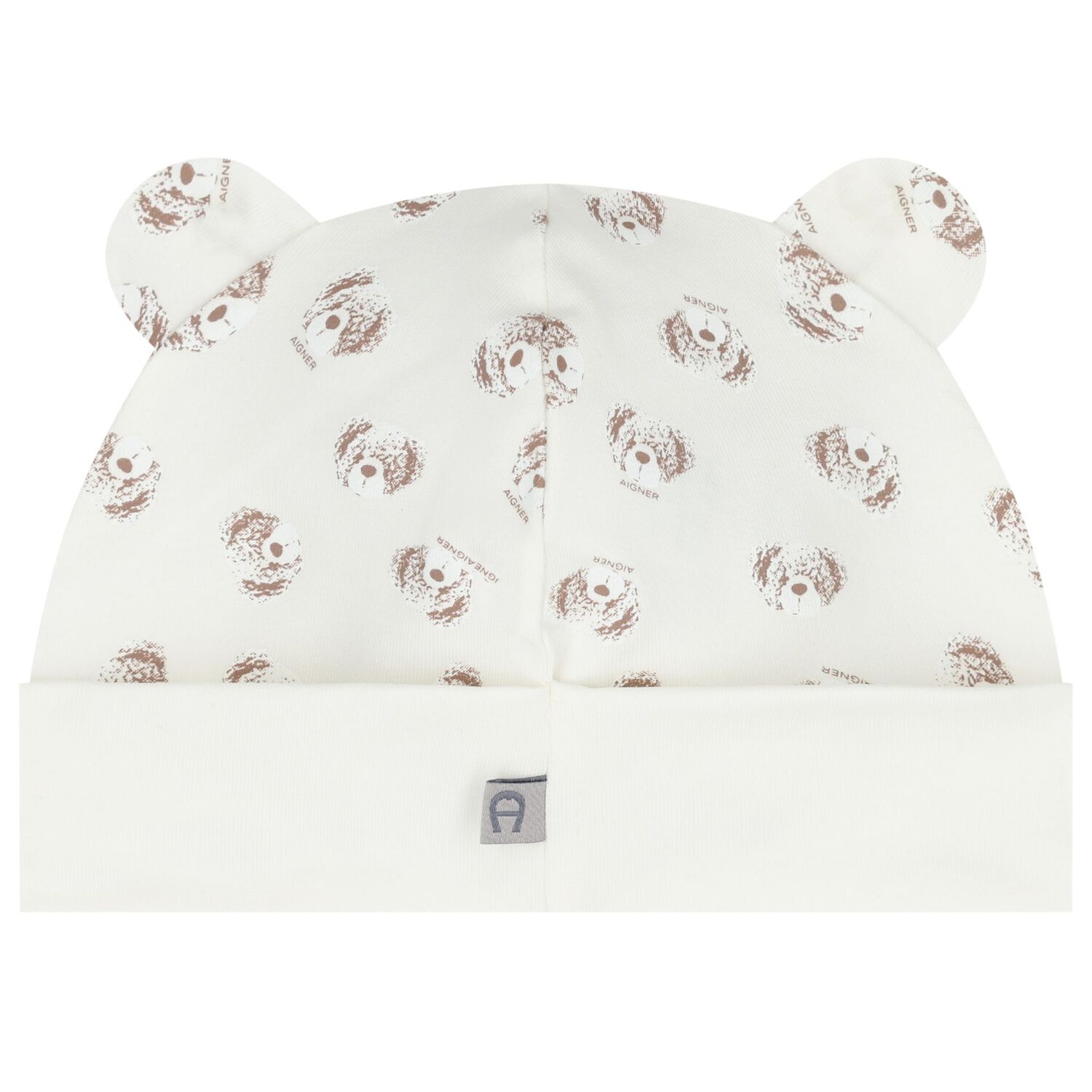 Ivory & Beige Teddy Bear Logo Baby Hat, 1, hi-res