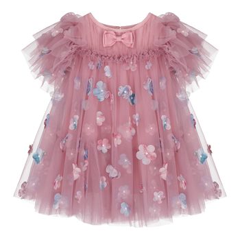Baby Girls Pink Tulle Flowers Dress