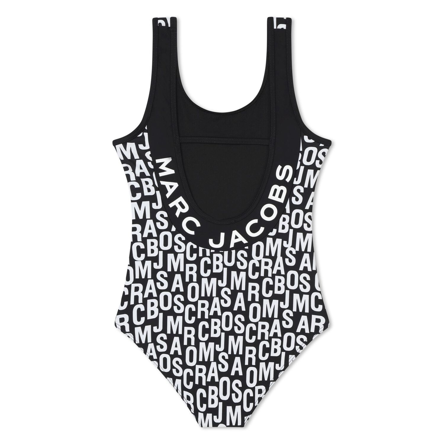 Girls Black & White Logo Swimsuit, 1, hi-res