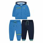 Younger Boys Blue 3 Piece Tracksuit Set, 2, hi-res