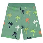 Boys Green Palm Tree Shorts, 1, hi-res