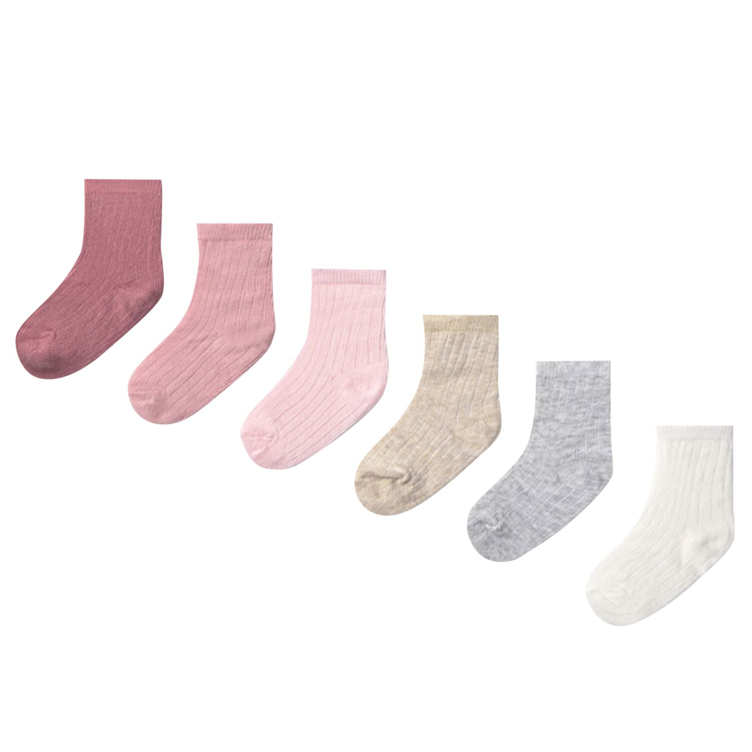 Baby Girls Beige, Ivory & Pink Socks ( 6 Pack ), 4, hi-res