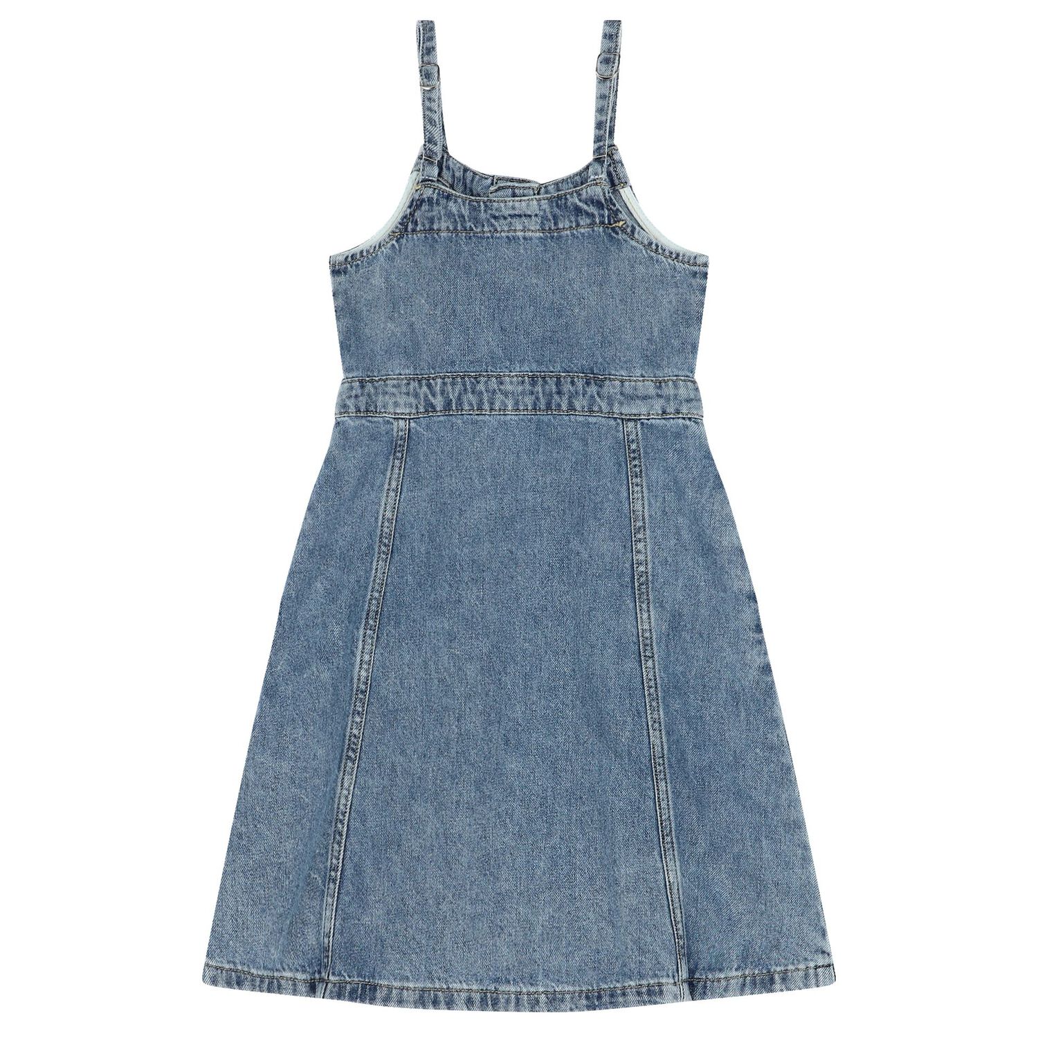 Girls Blue Logo Denim Dress, 1, hi-res