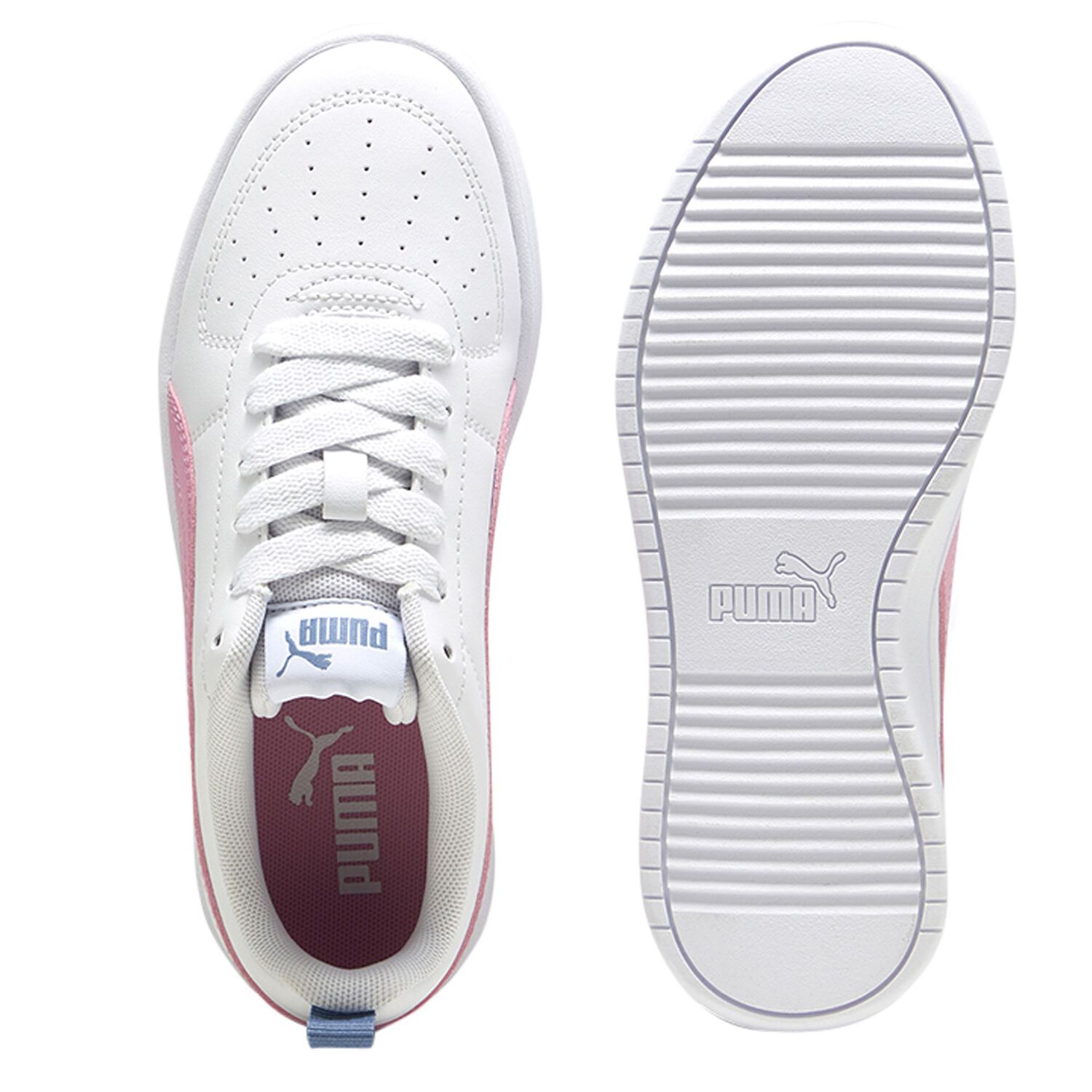 Girls White & Pink Rickie Trainers, 2, hi-res