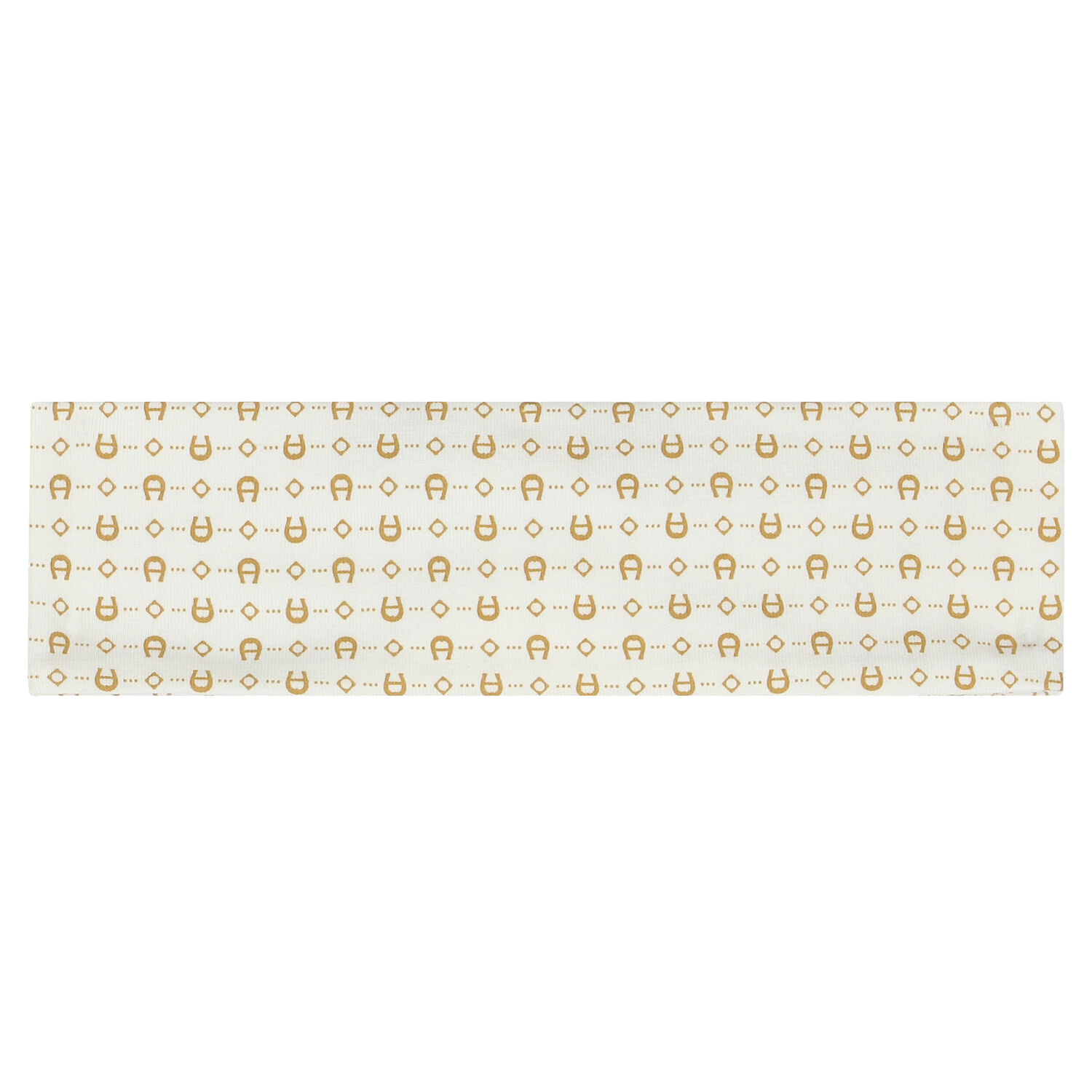 Baby Girls Ivory & Gold Pima Cotton Logo Headband, 1, hi-res