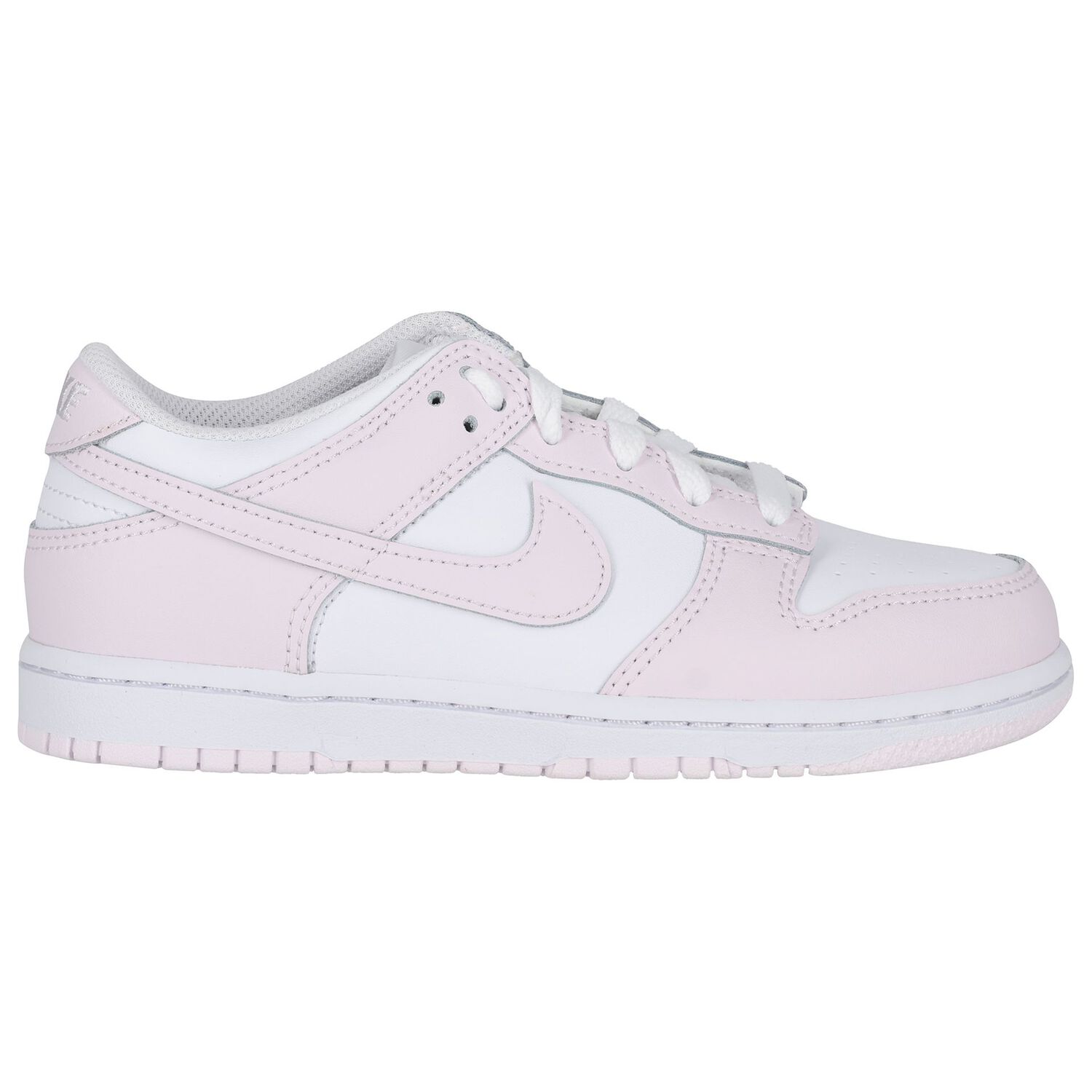 Girls White & Pink Dunk Low Trainers, 5, hi-res